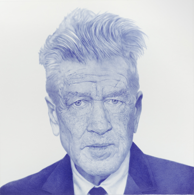 David (Lynch), 2021 Dessin au stylo à bille sur papier 100 x 100 cm ©KONRAD